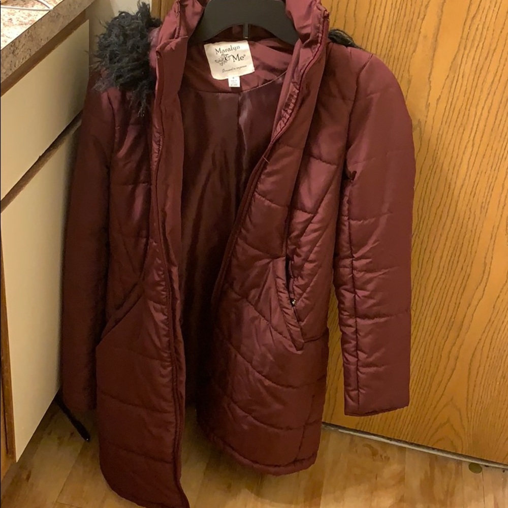 color wine coat for women, size S.